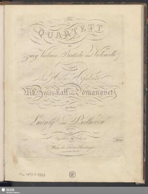 Eilftes Quartett für zwey Violinen, Bratsche und Violoncelle : 95tes Werk