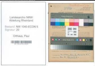 Entnazifizierung Paul Orthaus , geb. 12.04.1902 (Kinobesitzer)