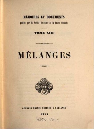 Mémoires et documents, 13. 1853