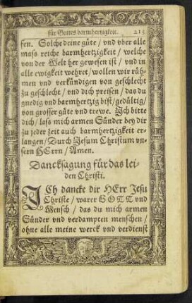 Dancksagung für das leiden Christi.