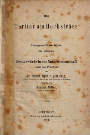 Das Tertiär am Hochsträss