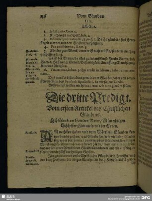 Die dritte Predigt. Vom ersten Artickel des Christlichen Glaubens