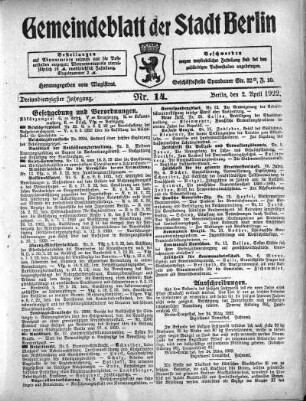 1922,14: Nr. 14, 2. April 1922