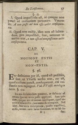 Cap. V. De Notione Entis Et Non-Entis.