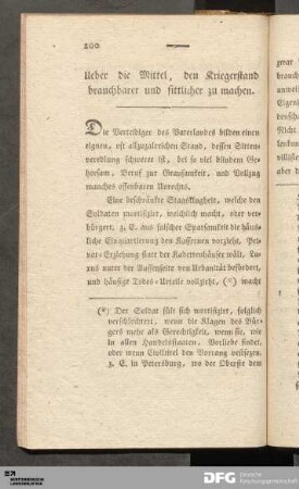 Ueber die Mittel, den Kriegerstand brauchbarer und sittlicher zu machen.