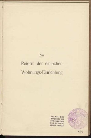 Zur Reform der einfachen Wohnungseinrichtung