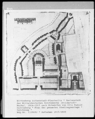 Wittenberg Lutherstadt-Piesteritz, Gartenstadt der Mitteldeutschen Reichswerke (Stickstoff-Werke), Plan der gesamten Siedlungsanlage
