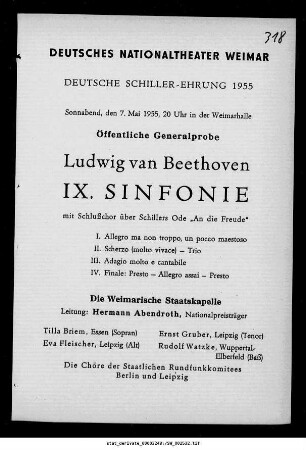 Öffentliche Generalprobe Ludwig van Beethoven IX. SINFONIE
