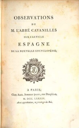 Observations sur l'article Espagne de la nouvelle encyclopédie