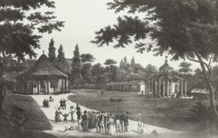 Bad Doberan, Kleiner Pavillon (Roter Pavillon) )und Großer Pavillon (Weißer Pavillon) auf dem Kamp