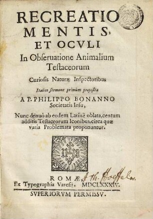 Recreatio Mentis, Et Ocvli In Obseruatione Animalium Testaceorum