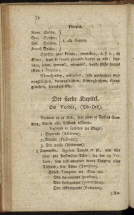 Det fierde Kapitel. Om Verbis, (Tid-Ord.).
