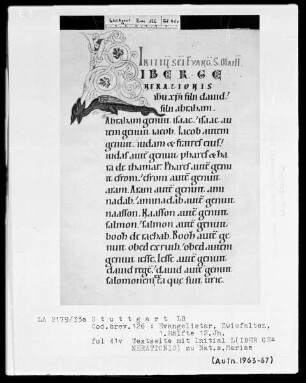 Festevangelistar (Benediktinerhandschrift) — Initiale L(iber generationis), Folio 41verso