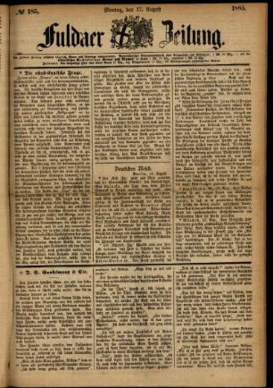 Ausgabe vom Montag, den 17. August 1885.