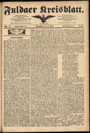 Zweite Ausgabe vom Samstag, den 12. April 1902.