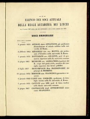 Elenco dei soci attuali della reale Accademia dei Lincei