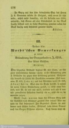 Ueber die Worbs´schen Bemerkungen zu meiner Beleuchtung der Grenzurkunde v. J. 1241 : (Beschluß)