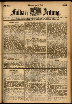 Ausgabe vom Dienstag, den 31. Juli 1883.