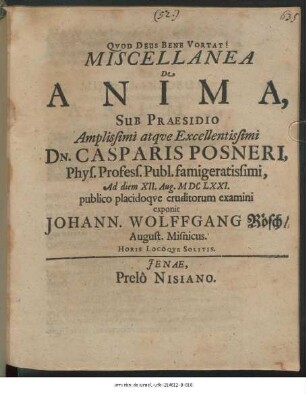 Miscellanea De Anima