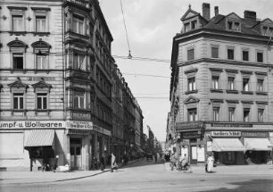 Dresden-Neustadt. Bautzner Straße. Blick in die Alaunstraße