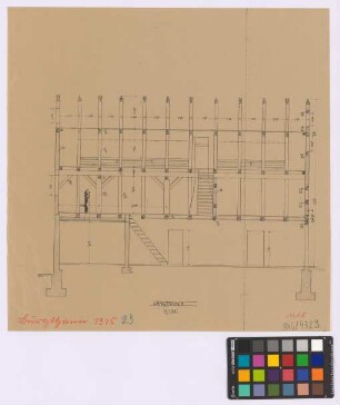 Burgthann (Landkreis Nürnberg): [unbekannter Hof]. Haupthaus (Längsschnitt)