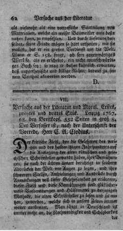 Versuche aus der Literatur und Moral. St.1-3.