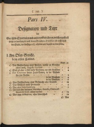 Designation und Taxe