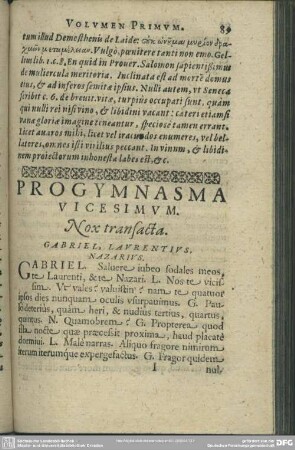 Progymnasma Vicesimum. Nox transacta
