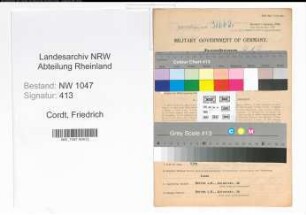 Entnazifizierung Friedrich Cordt , geb. 13.04.1892 (Beamter)