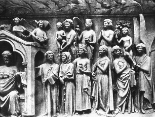 Bourges, Kathedrale St. Etienne, mittleres Westportal, mittlerer Streifen, rechts, Die Erlösten