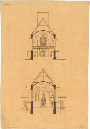Schmidt, Heinrich von; Veldenz / Mosel; Kath. Kirche - Chor u. Altar (Querschnitte)