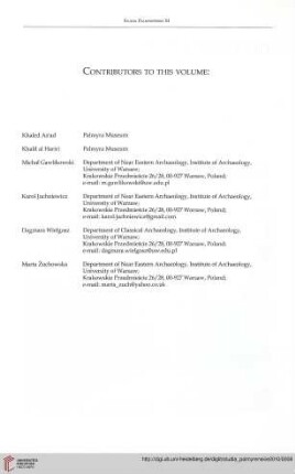 Contributors to this volume