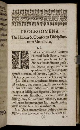 Prolegomena De Habitu & Contextu Disciplinarum Moralium.