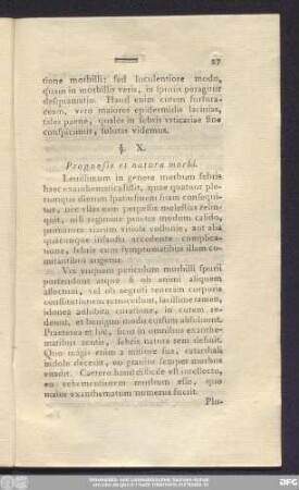 §. X. Prognosis et natura morbi.