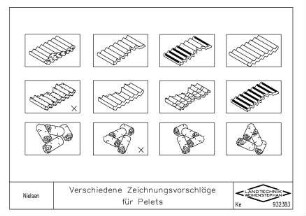 Verschiedene Zeichnungsvorschläge für Pelets