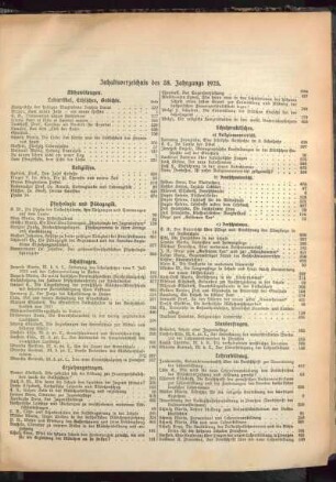 Inhaltsverzeichnis des 38. Jahrgangs 1925