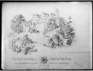 Baden-Baden Altes Schloss - Schloss Hohenbaden Rekonstruktionszeichnung (19. Jahrhundert)