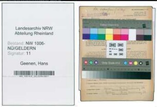 Entnazifizierung Hans Geenen , geb. 04.05.1920 (Metzger)