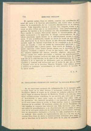 Dr. Guillermo Fernández Dávila: "La autopsia médico-legal"