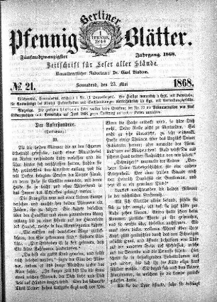 No. 21, Sonnabend, den 23. Mai