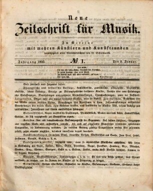 Neue Zeitschrift für Musik : gegr. 1834 von Robert Schumann. 2. 1835