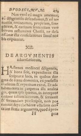 XII. De Argumentis adversariorum.