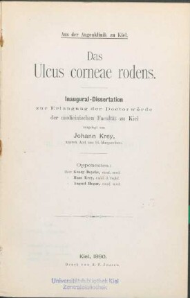 Das Ulcus corneae rodens