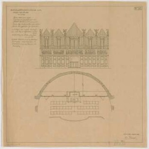 Fischer, Theodor; Ulm; Garnisonkirche (Pauluskirche) - Orgelgehäuse (Grundriss, Ansicht)