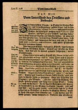 Cap. XLII. Vom Unterscheid des Priesters und Bischoffes.