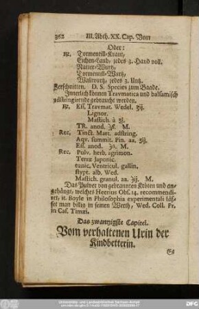 Das zwantzigste Capitel. Vom verhaltenen Urin der Kindbetterin.