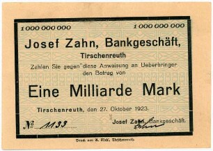 Geldschein / Notgeld, 1 Milliarde Mark, 27.10.1923