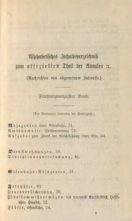 Alphabetisches Inhaltsverzeichniß zum offiziellen Theil der Annalen