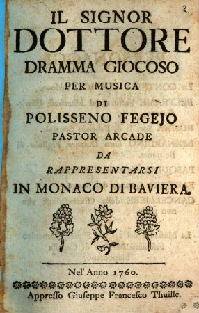 Il Signor Dottore : dramma giocoso