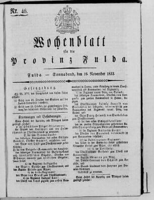 Nr. 46, Ausgabe vom 16. November 1833